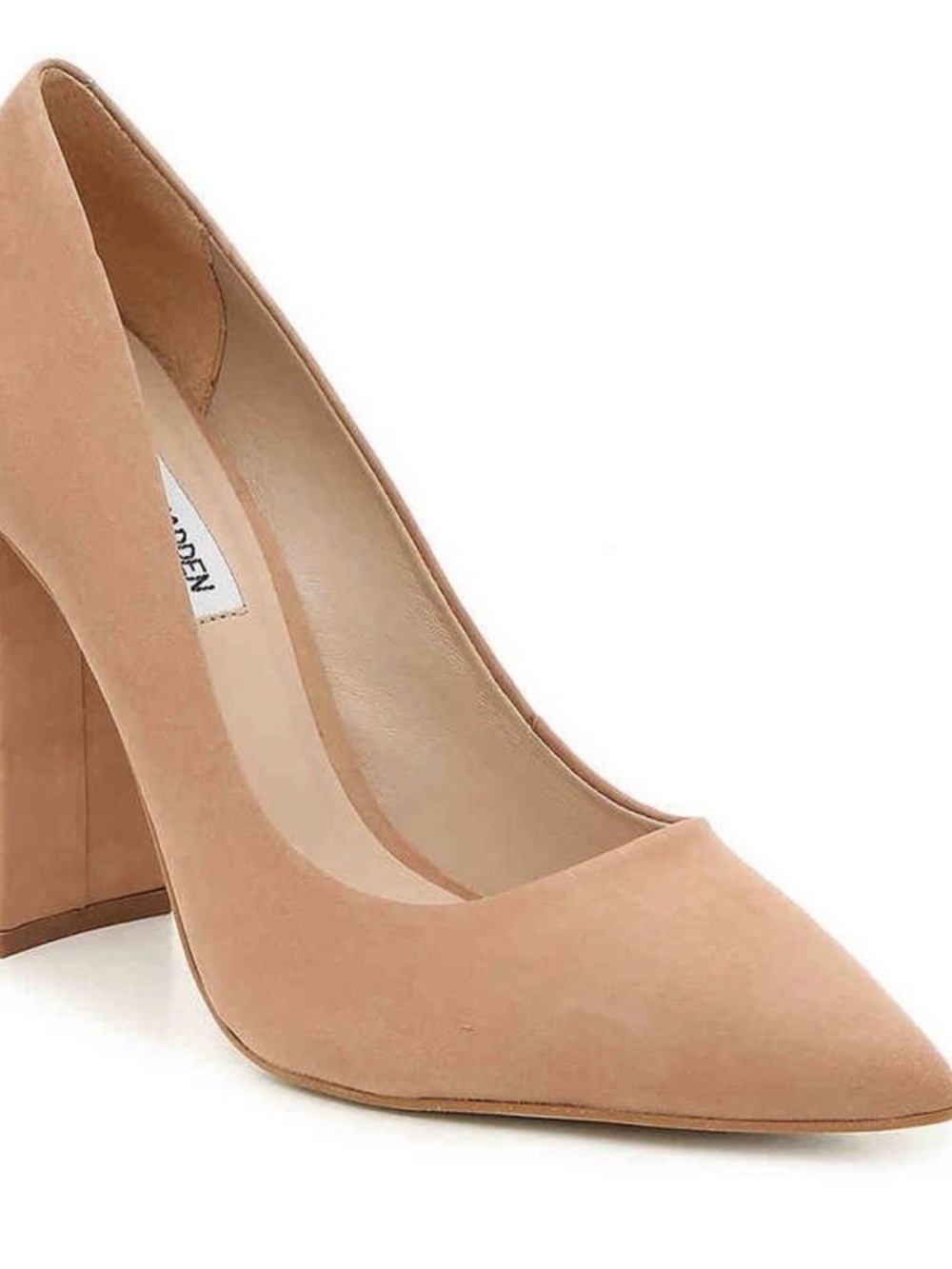 Steve Madden Blush Tan Pointed Toe Block Heel Pumps